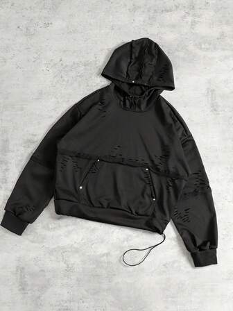 Street Life Felpa con cappuccio scura e consumata da uomo, stile urban