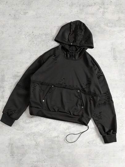 Men's Street Dark Distressed Hoodie