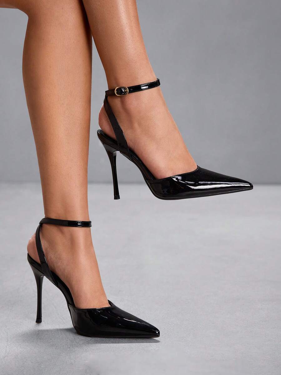 CUCCOO SZL Giày cao gót mũi nhọn quai mảnh thời trang dành cho nữ, thích hợp để đi làm, hẹn hò, tiệc tùng, đám cưới và các dịp khác - màu đen - Xem 1