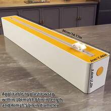 1pc 2-In-1 Kitchen Cling Film Dispenser With Cutter, Plastic Food Wrap Roll Holder - Multi-Functional Plastic Cutter For Cling Film, Baking Paper, And Foil - Essential Kitchen Organizer For Food Preservation And Storage