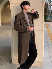 DAZY Men's Solid Brown Overcoat, Autumn - Coffee Brown - View 6