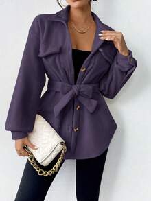 SHEIN LUNE Fantasy-Modern Simple Regular Jacket - Purple - View 3