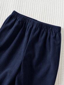 Cozy Pixies 2pcs Baby Boy Cartoon Bear Pattern Knit Soft Crew Neck Long Sleeve Pullover Sweatshirt And Elastic Waist Pants Set