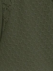 SHEIN LUNE 女士休闲纯色蕾丝拼接镂空露背毛衣，秋季 - 綠色 - 查看 7