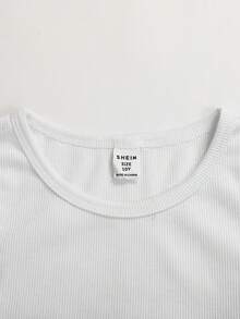 SHEIN 少女休闲日常纯色短款连帽衫、印花背心和工装裤三件套，秋冬季 - 深灰色 - 查看 4
