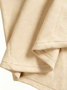 Manfinity Homme Loose Fit Men's Patched Detail Sweatshirt And Drawstring Waist Sweatpants Set Casual Two Piece Set - Beige - View 5