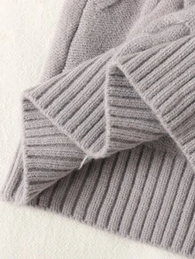 SHEIN Áo len cổ lọ xoắn không tay dệt kim 2 chiếc cho bé gái tuổi teen, màu trắng trơn và nâu cà phê - màu đen - Xem 6