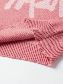 Manfinity Hypemode Jersey casual de hombre con estampado de letras, manga larga, para otoño/invierno - Rosa vieja - Ver 7