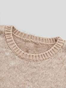 GlowEve Rompi Rajut Tanpa Lengan Minimalis Warna Polos untuk Wanita, Cocok untuk Pakaian Sehari-hari - Khaki - View 3