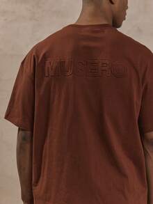 Musero Áo thun cổ tròn tay ngắn, in họa tiết 3D nổi bật ở mặt sau, dáng rộng, thích hợp cho mùa Xuân Hè. - màu nâu - Xem 5