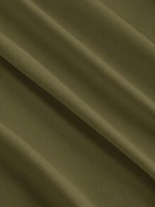 SHEIN MOD Ruched Round Neck Flare Sleeve Waist Gathered Asymmetric Hem Apricot Versatile T-Shirt - Army Green - View 6