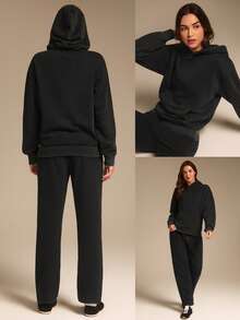 GLOWMODE Everyday Fleece Winter Whisper Regular Fit Pocket Acid Wash Hoodie Autumn Winter Outdoors Daily Casual Wear - Black - View 7