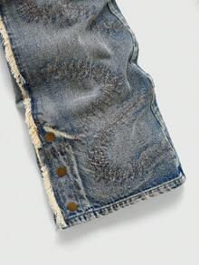 ROMWE MEN Street Life Celana Jeans Flare Berlapis Berlian Berkilau Pria - Biru - View 4