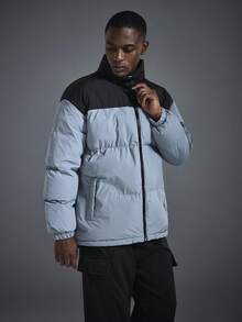 Driftmere Áo khoác mùa đông nam, thiết kế phối màu tương phản, chất liệu dày dặn, thời trang hàng ngày, mùa thu, phối màu tương phản, áo khoác thể thao mùa đông thường ngày, ấm áp. - Màu xanh lam - Xem 4