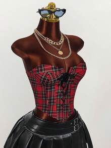 Amplova Áo croptop ống màu đỏ phối chéo phía trước dành cho nữ, thích hợp cho Giáng sinh và Ngày Valentine, năm mới. - Nhiều màu - Xem 9