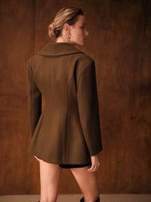 MOTF PREMIUM CASUAL WOOL BLEND DOUBLE BREASTED PLACKET OVERCOAT, AUTUMN/WINTER - Army Green - View 4