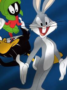 LOONEY TUNES X SHEIN Baby Boy Casual Colorblock Letter & Cartoon Graphic Crew Neck Sweatshirt, Autumn