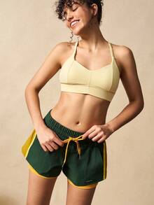 VARSIVA Women's Contrast Color Drawstring Waist Loose Casual Shorts Double Layer Shorts Running Shorts Workout Shorts Women Athletic Shorts Track Shorts - Multicolor - View 7