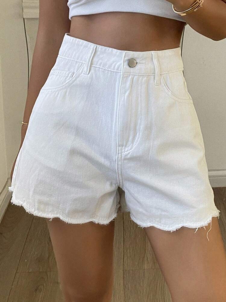 Women's Fashion Frayed Pocket Denim Shorts