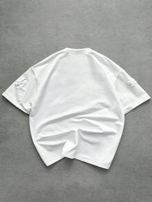 PAVTROS 男士街头风畅销复古花卉刺绣图案T恤，适合户外音乐节、休闲外出、送给男友/丈夫的礼物、周年纪念礼物，白色 - 白色 - 查看 2