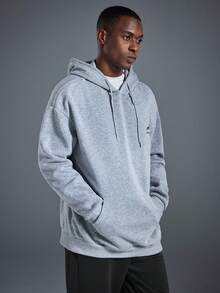 Driftmere 男士休闲街头野花山印花宽松抓绒连帽衫，引领时尚潮流，保暖舒适，适合运动户外，日常休闲运动上衣 - 深灰色 - 查看 6