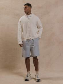 Musero Oversized Square Pocket Shorts - Baby Blue - View 1