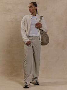Musero Baggy Carpenter Style Pants Belt Loop And Branded Detailing Spring Vacation - White - View 1