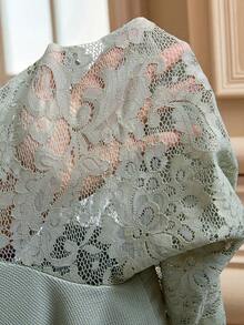 SHEIN Lady New Year Elegant Thanksgiving New Year Elegant Women's Set Plus Size Elegant Commuter Solid Color Lace Patchwork Asymmetric Hem Shirt & Pants 2 Pieces Set - Multicolor - View 10