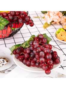 4/1pc Fake Red And Green Grapes, Plastic Lifelike Fruit Artificial Simulation Grapes For Wedding Home Kitchen Party Decor Photography Prop Gifts Birthday Graduation,Fake Plants - Multicolor - View 6