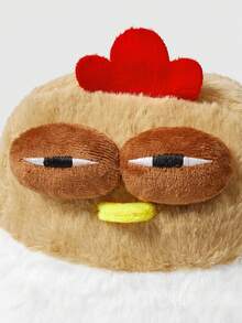 ROMWE Kawaii 可爱咯咯鸡毛绒斜跨包可爱小收纳包手机包个性零钱包卡通公仔单肩包舞会派对纸巾口红收纳袋生日礼物 - 白棕色 - 查看 3