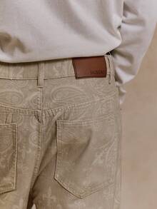 Musero 男士佩斯利印花直筒牛仔裤，带腰带环和纽扣，适合春夏假期穿着 - 彩色 - 查看 6