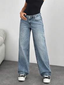 EURMUSE Women's Loose Fit Straight Leg Jeans With Pockets, Casual & Versatile - Medium Wash - View 5