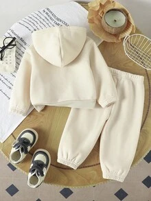 Souflis Souflis 2 件套男婴连帽拉链运动衫和慢跑裤套装，长袖套头连帽衫带口袋和松紧腰休闲裤，适合日常穿着、度假、上学、秋冬