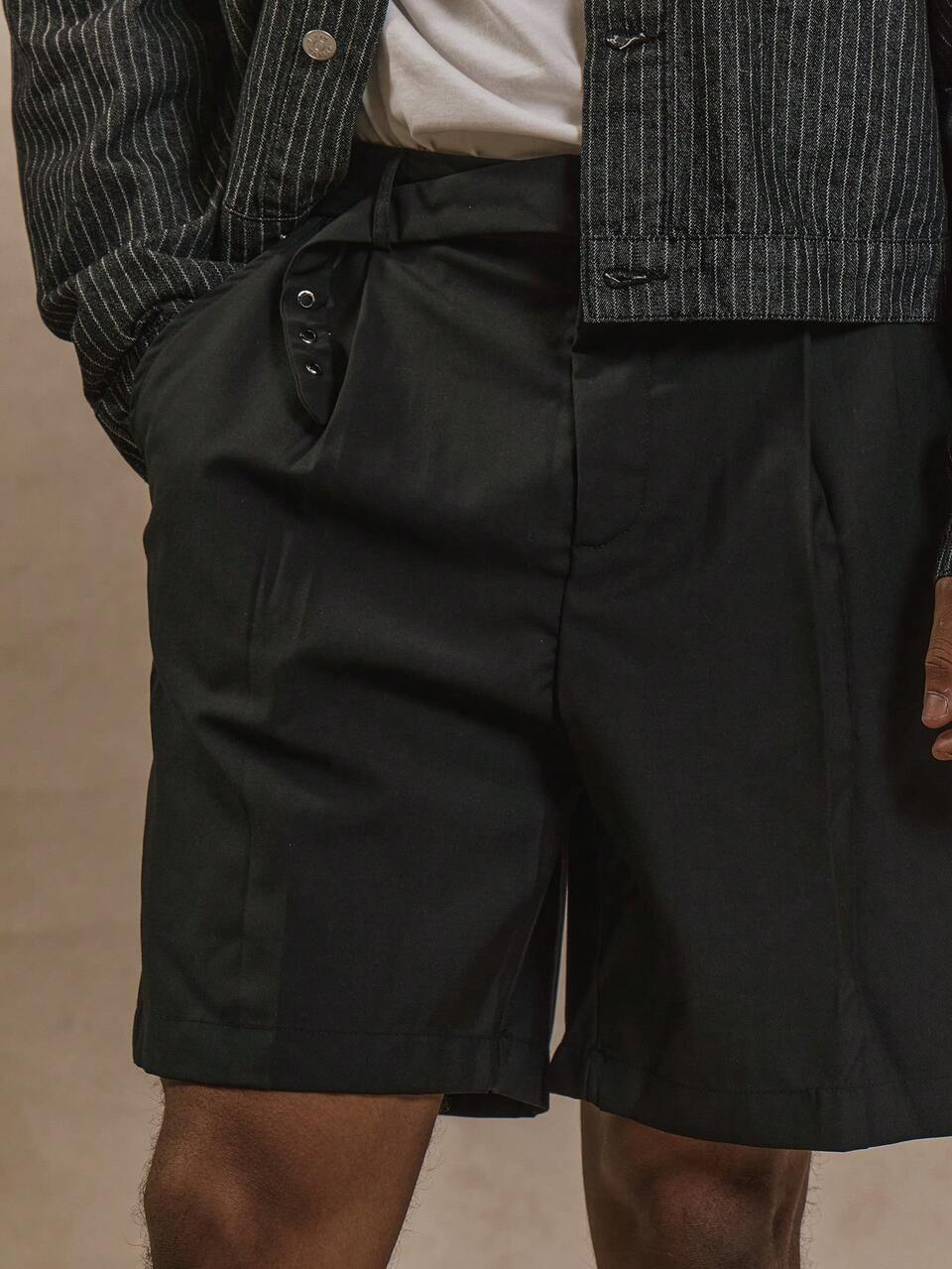 Tailored Buckle Detail Shorts Summer Street Style Holiday Vacation Casual Smart