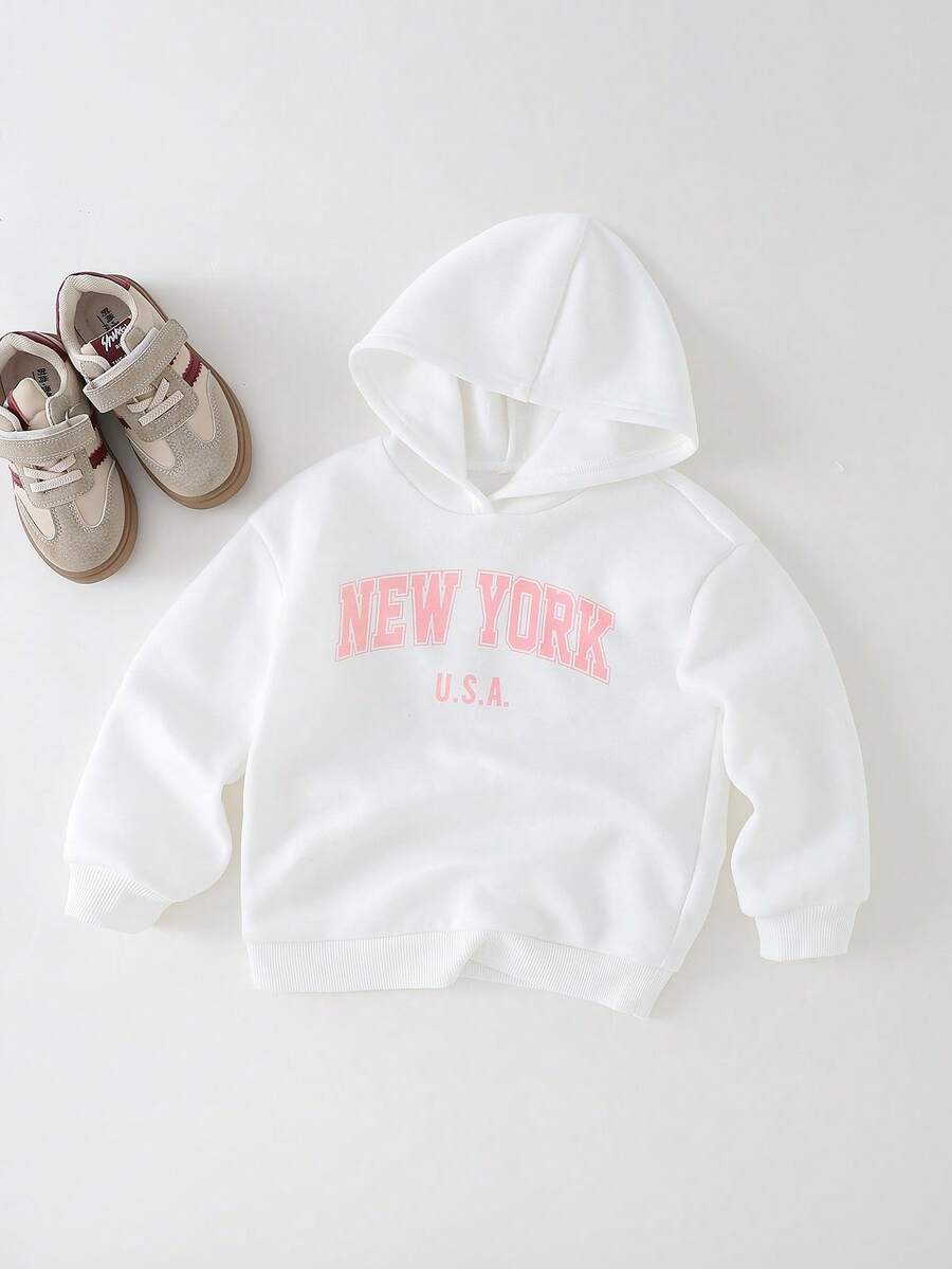 THE HAPPY LOOK 女童豹纹字母图案柔软针织连帽长袖套头卫衣 - 彩色 - 查看 1