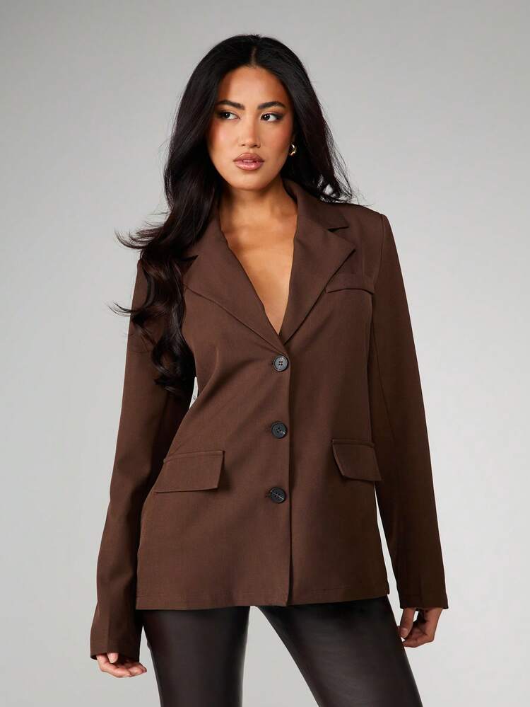 MISSGUIDED Professional Double Breasted Blazer With Lapel Collar And Button Closure For Office Workwear