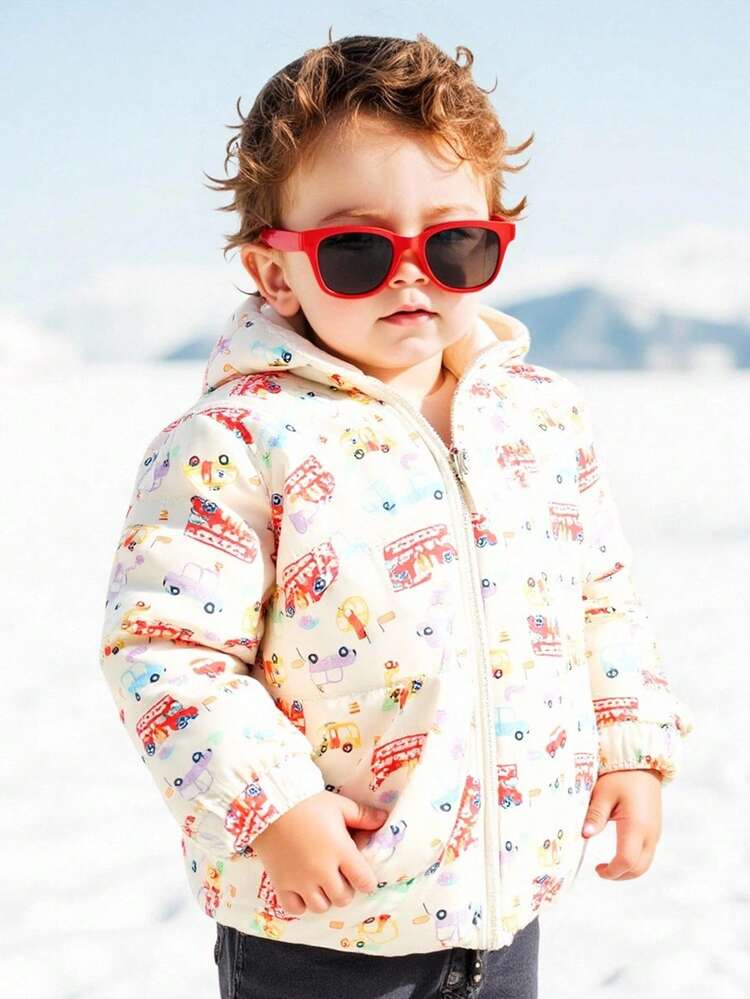 Áo khoác mùa đông có lớp lót, khóa kéo phía trước và mũ trùm đầu, trang trí tai động vật dễ thương, cổ tay áo co giãn, in hình xe hoạt hình kỹ thuật số, phù hợp cho mặc hàng ngày, ngày lễ, kỳ nghỉ, trẻ sơ sinh/kích cỡ 6 tháng - 3 tuổi, áo khoác mùa xuân cho bé, áo khoác bé trai, áo khoác mùa xuân cho bé trai, áo khoác quần áo trẻ em, áo khoác in hình xe hơi cho bé trai, áo khoác mùa đông unisex cho trẻ sơ sinh 6 tháng - 3 tuổi, áo khoác bé trai, áo khoác bé trai - Nhiều màu - Xem 5