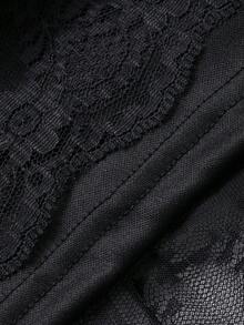 FRIFUL Women's Solid Color Elastic Waist Contrast Lace Pleated Skirt, Loose Casual Versatile Long Skirt, Autumn/Winter - Black - View 8