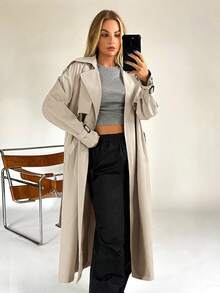 SHEIN x Carly Lawrence SHEIN EZwear Double Breasted Belted Trench Coat In Fall/Winter