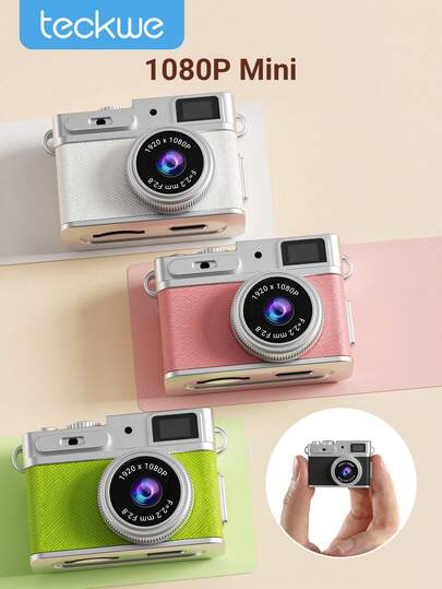 Teckwe Kamera Gantungan Kunci Mini, Kamera Digital Portabel 1080P untuk Fotografi, Perekam Video Saku untuk Perjalanan, Hadiah Ulang Tahun dan Natal, Aksesoris Fashion