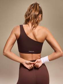 Hanevo 女士休闲运动背心式瑜伽健身文胸 - 咖啡棕 - 查看 4