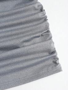 Sweetra 女士新款性感露背褶皱腰身修身亮面垂褶领鸡尾酒会礼服，适合日常通勤、毕业典礼、独立日等场合。