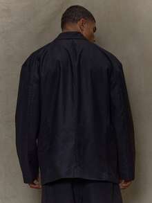 Musero 超大长袖弧形翻领修身西装外套秋冬 - 黑色 - 查看 4