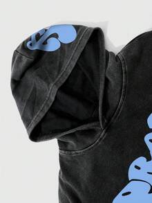 Manfinity EMRG 男士休闲印花卫衣，黑色 - 黑色 - 查看 6