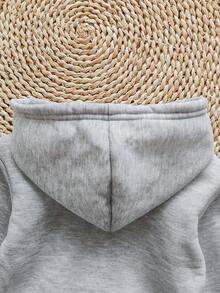 SHEIN 女婴碎花印花卫衣，甜美简约设计，适合秋冬季外出穿着。 - 灰色 - 查看 4
