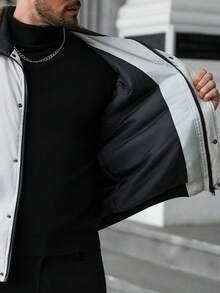 Manfinity CasualCool Áo khoác nam mùa đông dài tay dày dặn có mũ, kiểu dáng rộng rãi, ấm áp, thích hợp mặc ngoài. - trắng - Xem 6