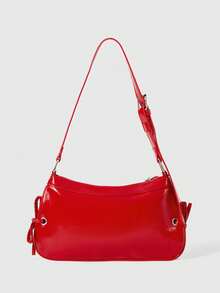 ROMWE Kawaii A New Women's Bag For Autumn And Winter Season, Retro Fashion Shoulder Square Bag With Zip Opening, Small Capacity Lightweight Underarm Bag. Suitable For Women, Students And Office Workers Commuting, Casual Use Of Small Bags - Red - View 3