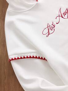 SWAVVY Sudadera con capucha casual para hombre con bordado de letras, otoño/invierno - Beis - Ver 5