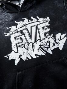 Bolty 2pcs Kids/Tween Boys Casual Comfortable Hoodie Sweatshirt & Straight Loose Sweatpants Set, Printed Pattern Boys Sweatsuits Set Boys Sweatpants Graphic And Shirt Drip For Boys Gamer Boys Jogger Sets Suitable For Autumn And Winter Outfits Daily Wear, Sports, Outings, School, Parties, Festivals, Photoshoots - Black - View 5