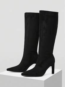 MOTF PREMIUM WOMEN'S FASHION POINTED TOE KNEE-HIGH BOOTS FOR CHRISTMAS - Black - View 7